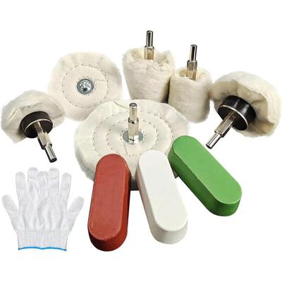 10-Piece Metal Polishing Kit with Cloth and Wool Wheels for Cars