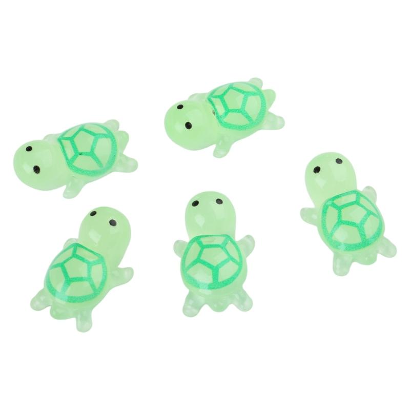 5Pcs Mini Luminouses Turtles Home Landscaping Resins Crafts Glowing Turtles Garden FishTank Miniatures
