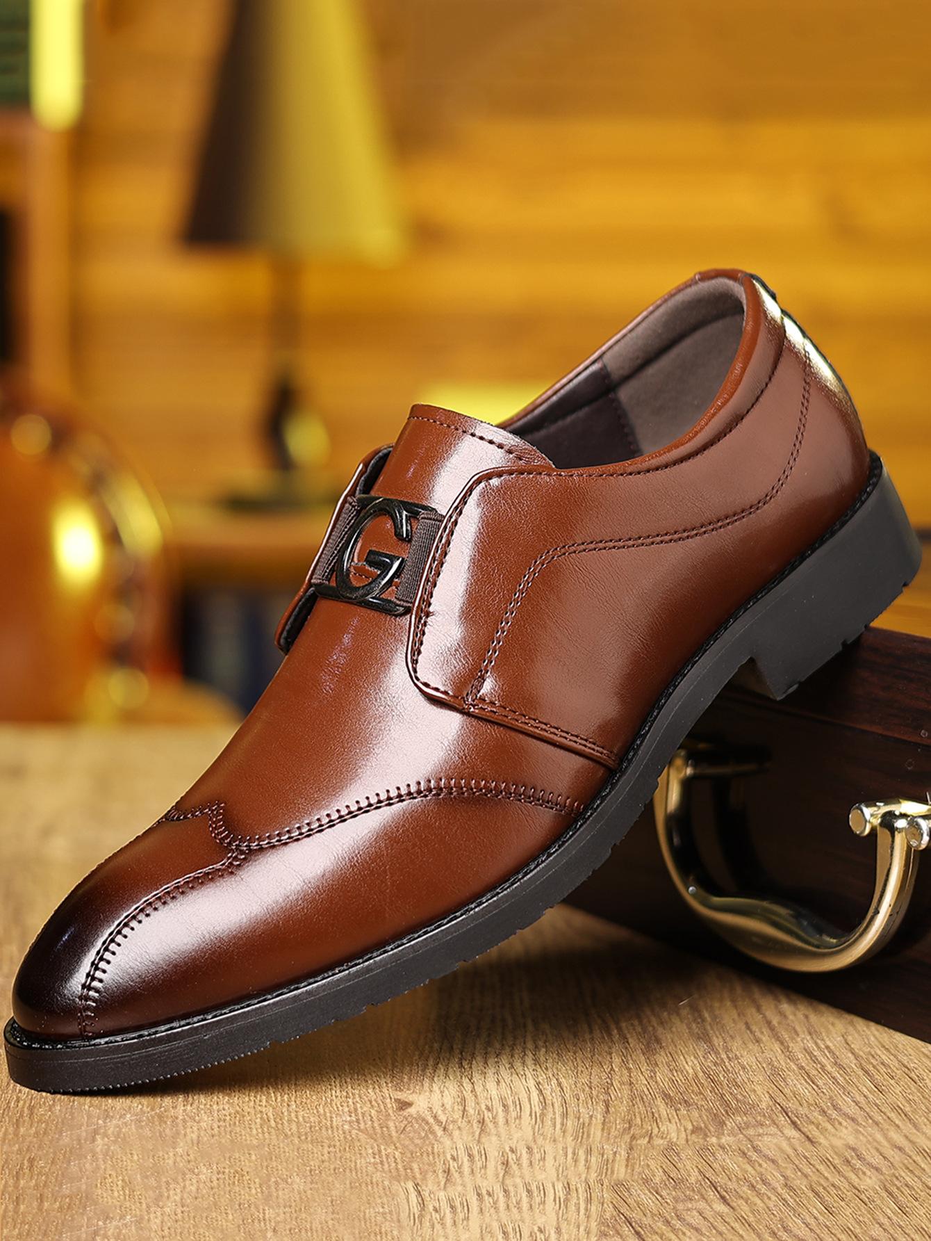 

Pointed toe leather shoes men s casual shoes large size business dress men s shoes fashion versatile low-top shoes 48 коричневий