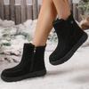 Fashion Faux Suede Zip Decor Work Boots Women Winter Warm Thicken Plush Thick Sole Snow Boots Comfort Non Slip Platform Casual Shoes
