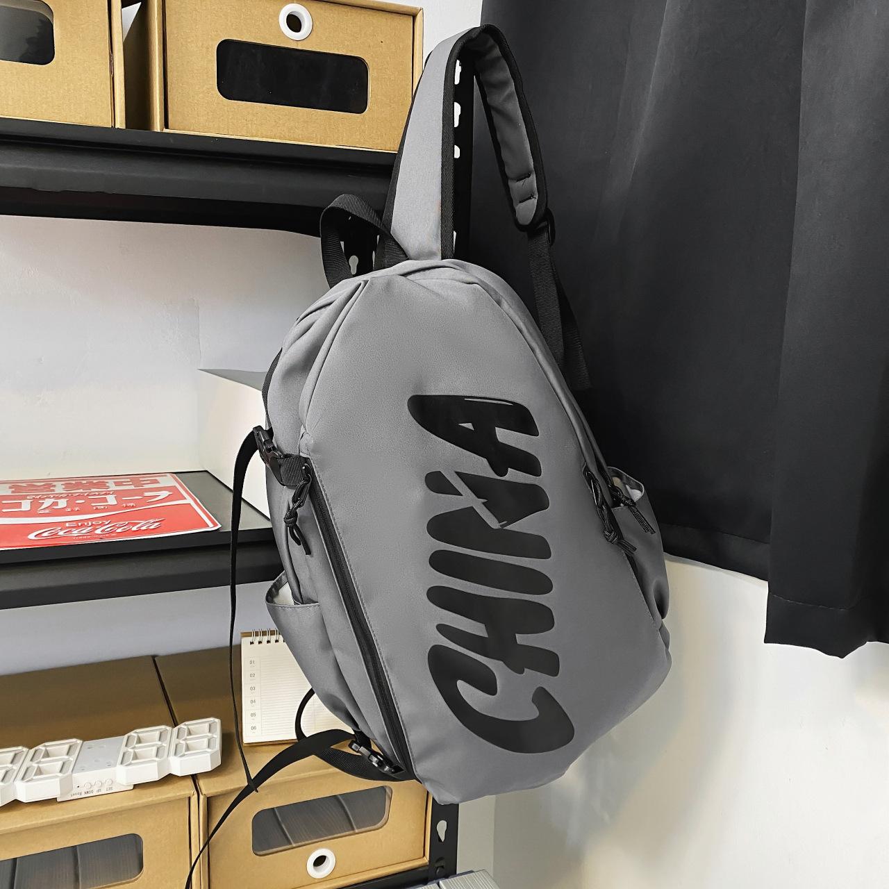 

2025 Guochao schoolbag female alphabet junior high school student male college student travel backpack single pack серый