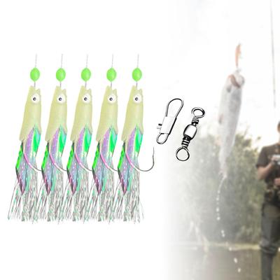5 kusů Flash Luminous Simulované Skin String Háčky Návazce Moře Sladkovodní Mořská Mořská Rybařská Návnada