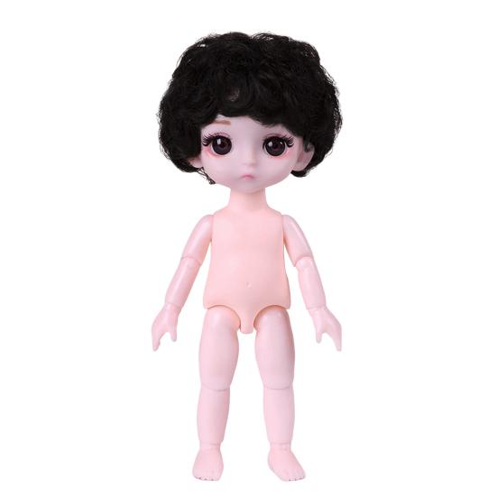 17cm Useful Black Eyes Decorative Plastic 3D Naked BJD Doll Body Clothes Changing Game for Gift Dress Up