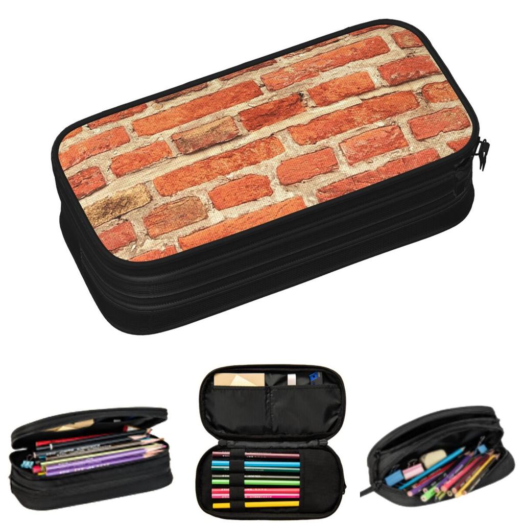 The Red Brick Wall Pencil Cases for Students School Pen Box Pencil Bag Big Capacity Pencil Pouch