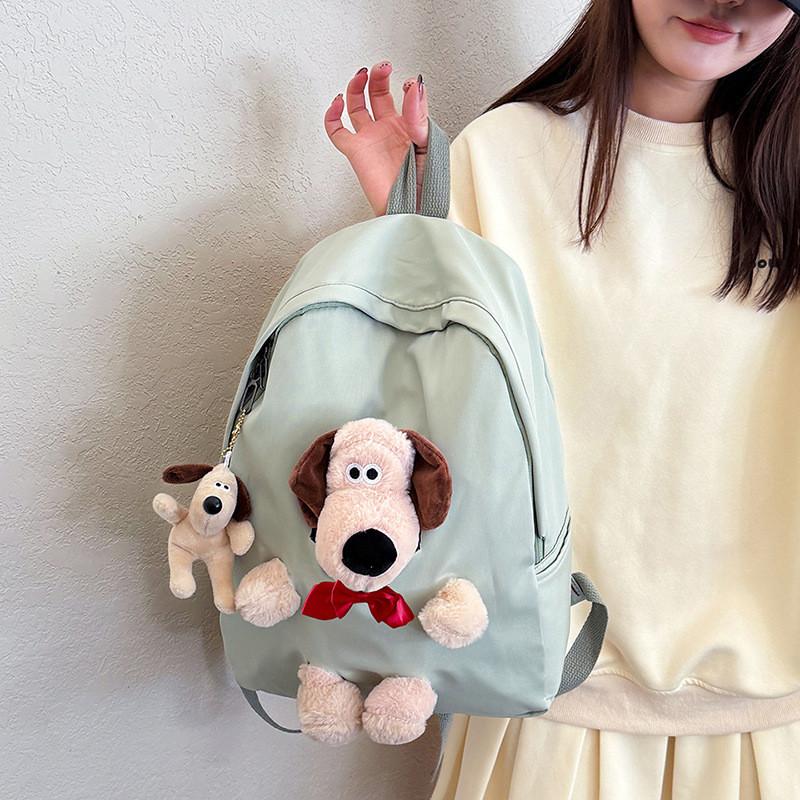 Bow Puppy Theme Plush Backpack Outdoor Leisure Large Capacity Cartoon Schoolbag