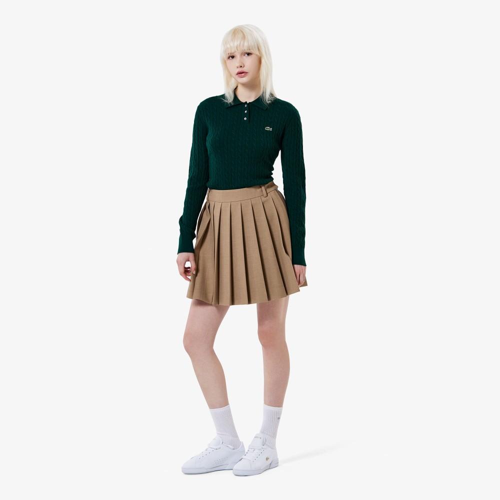 [lacoste] Women's Cable Long Sleeve Polo Sweater AF207E-55NYZP