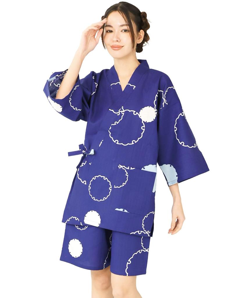 Nishiki Jinbei Top and Bottom Perfect for Fireworks Summer and Cool Yukata Japanese Style 24908-17 Women's Set, 100% Cotton, Festivals, Festivals,