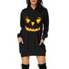 Women Casual Fashion Loose Plus Size Halloween Print Long-Sleeve Blouse Dress