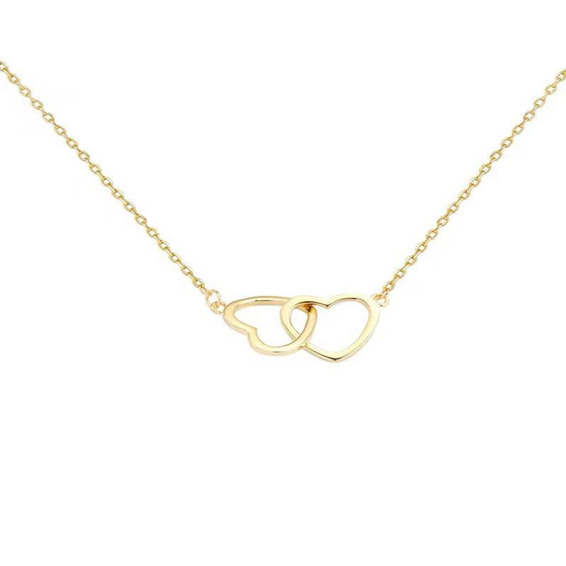 2024 Stylish Double Ring Heart Clavicle Necklace - Niche Design for Women, Trendy Jewelry Gift