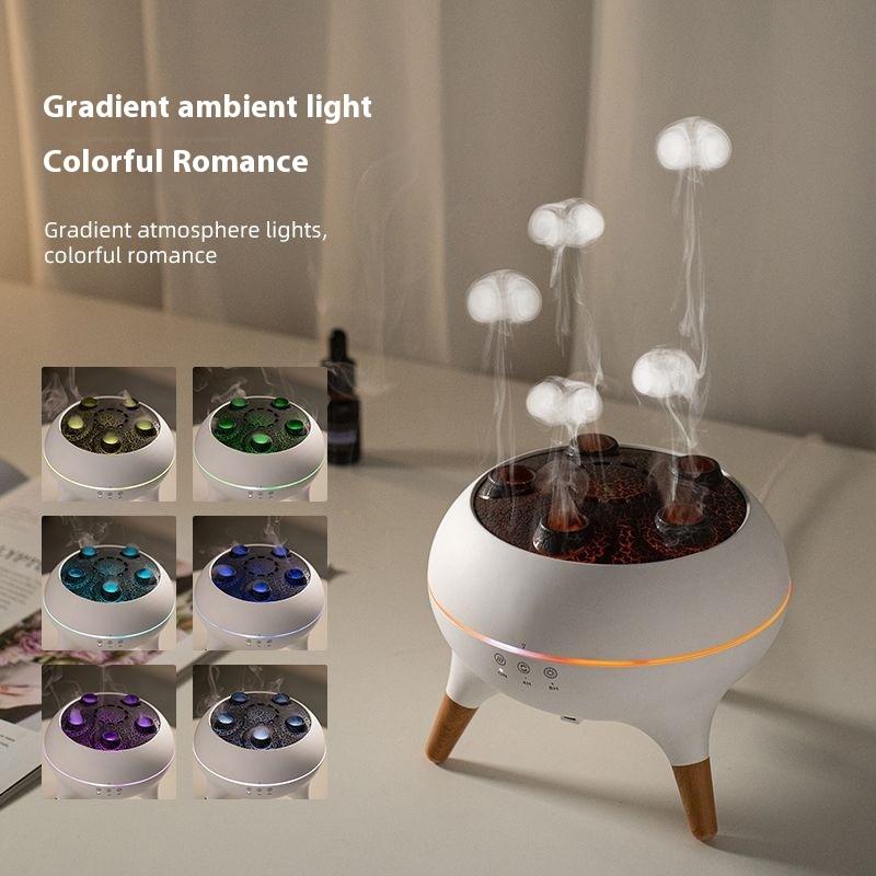 Silent atomized aromatherapy and exhalation circle jellyfish colorful atmosphere light birthday gift voice-controlled humidifier technology