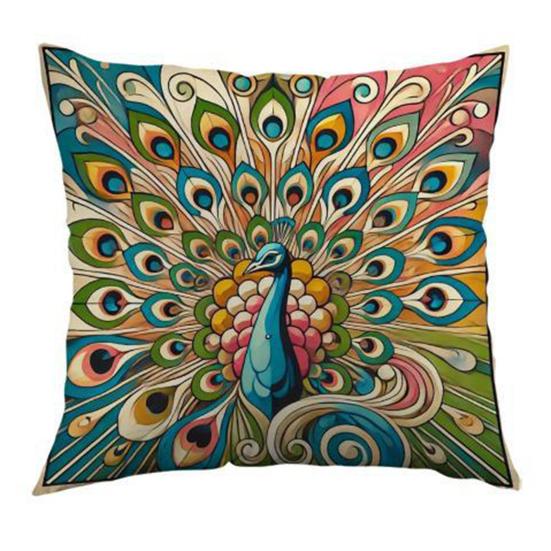 Boho Peacock Cushion Cover Colorful Peacock Throw Pillow Cover Decorative Cushion Case for Sofa Living Room Bedroom Home Decor