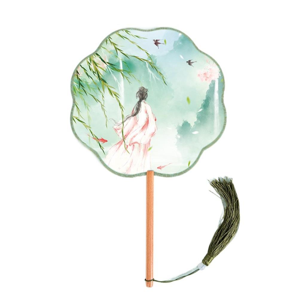 Tassels Embroidery Fan Handheld Silk Fan Ancient Chinese Style Round Fan  Home Decor