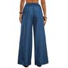 Damen Einfarbig Plissee Taille Kordelzug Locker Weites Bein Gerades Bein Hose