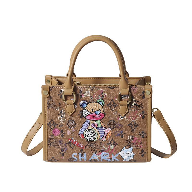 Bear Graffiti Portable Tote Bag Summer New Niche Design Versatile Fashion Printed Shoulder Messenger Bag