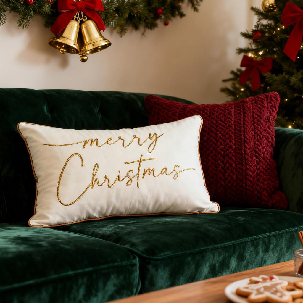 1/2 Stück 30x50cm Luxus Weihnachts-Kissenbezüge Weicher Uni-Samt Geschenk-Kissenhülle für Schlafzimmer Auto Feiertag Grün Rot Weiß