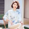 Paster Mid-Aged Women's Chinese Style Floral 3/4 Sleeve Blouse