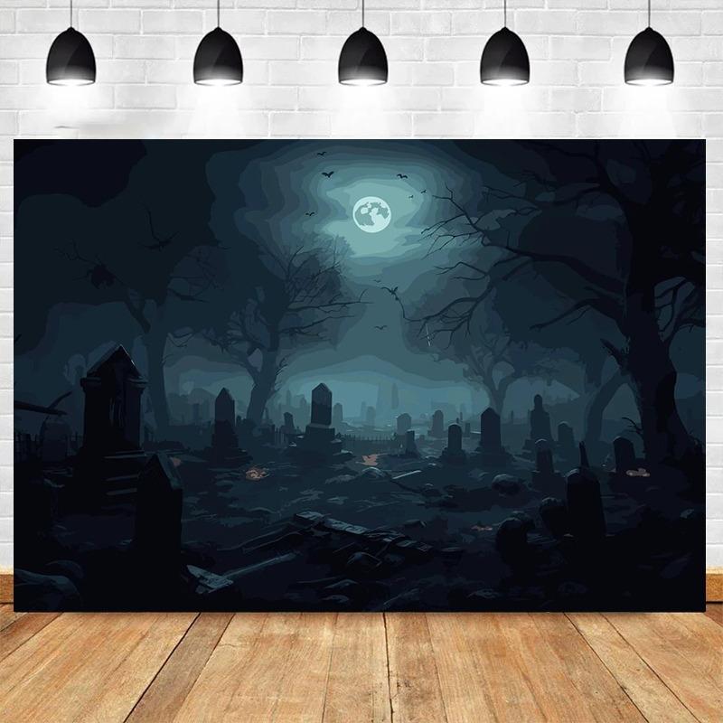 Poster Fundal de Noapte Pădure Întunecată Horror Cimitir Bântuit și Imprimeuri Imprimare pe Pânză Artă de Perete Imagine pentru Camera de Zi Decor Acasă