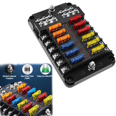 6/12 Way Blade Fuse 12-24V Car Boat Fuse Box Holder With Plastic Cover For Power Panel Board Camper Fuse