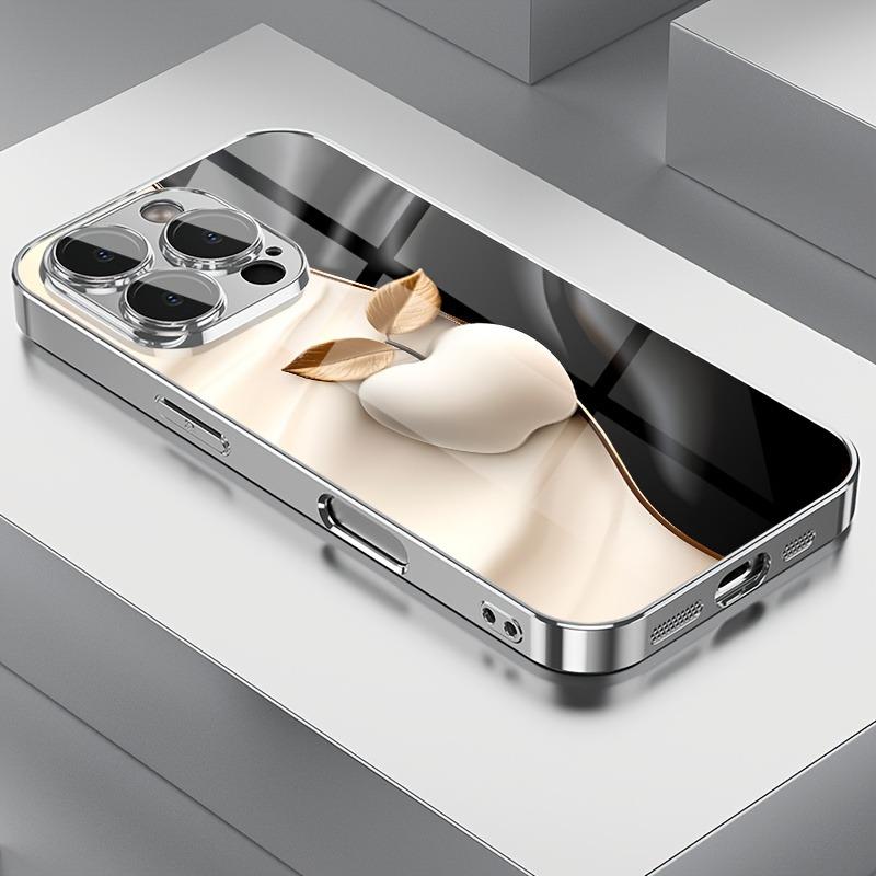 Metal Technology For Apple Pattern Tempered Glass Electroplated Case For iPhone 17 16 Pro Max 15 14 Plus 13 12 16E 17 Air Cover