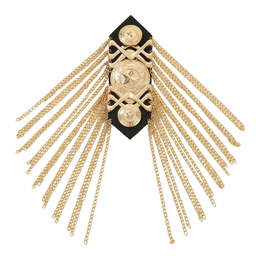 Metal Shoulder Epaulette Badges Shoulder Pad Tassel Chain Epaulet Epaulette Pin Backing Vintage Brooch Pin For Evening Party