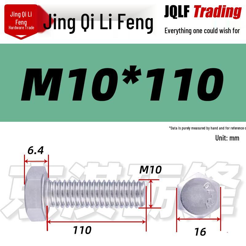 201 Stainless Steel Hex Head Full Thread Bolt: Wear & Corrosion Resistant, M4-M14 for Aerospace Machinery