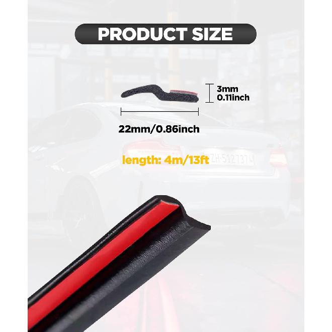 YAKEFLY Z-Shape Automotive Weather Seal, 13Ft Car Windshield & Door Seal, Self-Adhesive Seal Strip