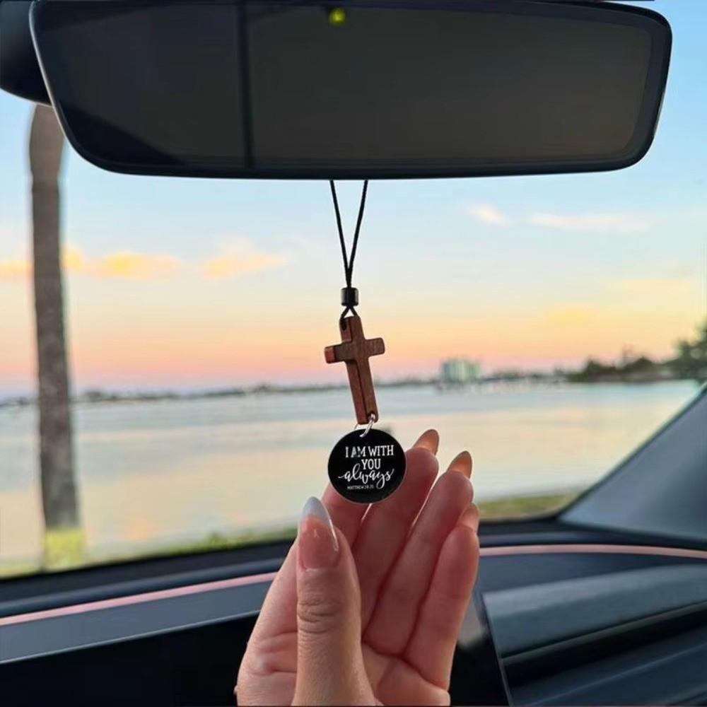Handgefertigter NFC Bibelkreuz-Anhänger Holzkreuz Auto-Spiegel-Hänger Schmuck Geschenk