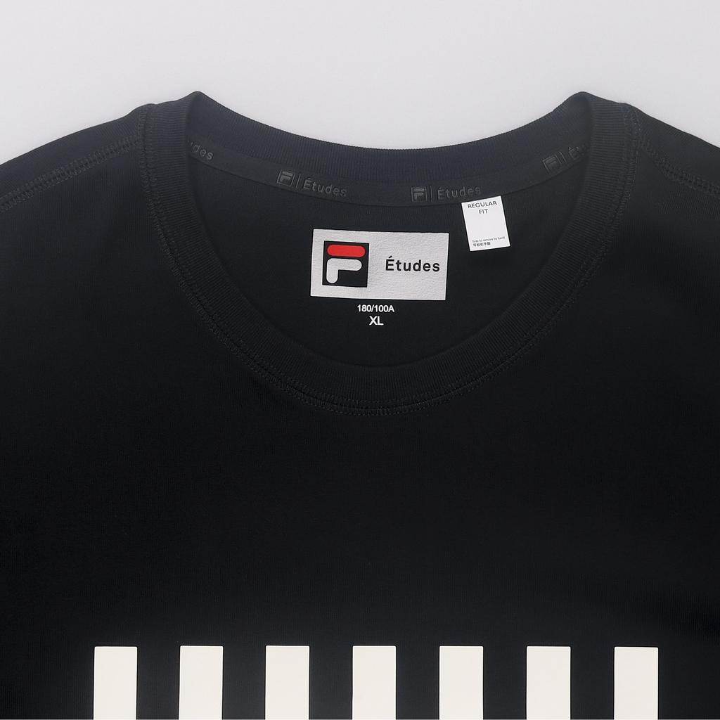 Fila X Études Striped Logo Print Crew Neck Short Sleeve T-Shirt Men Tops Legendary-Blue F11M326108F-NV