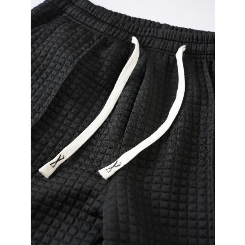 Spring and Autumn Casual Pants Men's Elastic Waist Loose Sports Waffle
