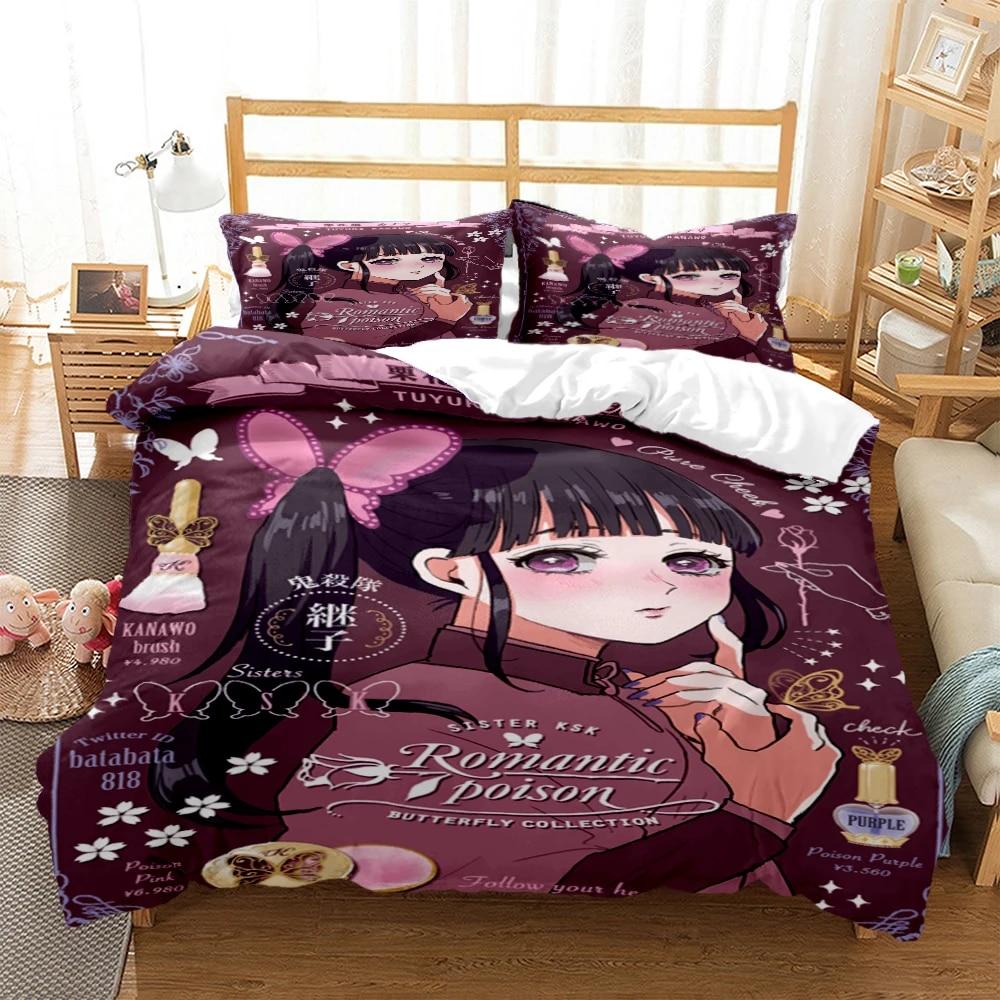 Demon Slayer Cover Digital Print Polyester Bedding Sets Child Kids Covers Boys Bed Linen Set For Teens King Size Bedding Set