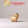 Yi Ming Cypress Wood Carved Cat Ornament Pocket-Sized Decoration