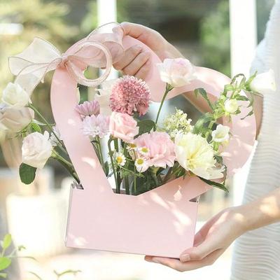 10 sztuk Pudełko na bukiet kwiatów w kształcie serca z wycięciami, ręczne pudełko na kwiaty, urodziny, ślub, rocznica, idealne na róże, tulipany i inne