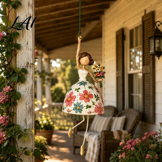 Outdoor Garden Decoration Dancing Lady Hanging Ornament for Home Decor Elegant Art Sculpture Creative Gift Dancers Pendant Indoor Window Porch