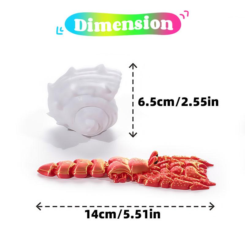 Articulated Hermit Crab 3D Printed Model Movable Joints Cool Desktop Creative Ornament Fun Home Room Decoration Crafts Artwork