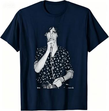 Nick Cave Live Stage Vintage Black White Portrait Gothic Rock Cotton Unisex Short Sleeve Tee Print