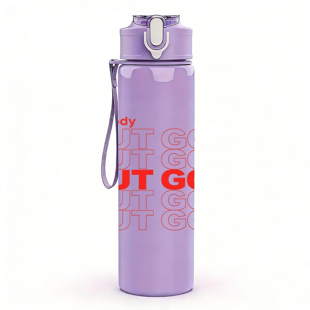 1PC Man Plan But God Quote Text Print 750ml Color Plastic Sports Water Bottle Leakproof Flip Straw Lid Suitable for Sports Office Home Use
