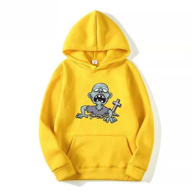 Skeleton Halloween Printed Street Hoodies Fashion Kpop Print Hoodie Men Autumn Loose Sweatshirt Male Streetwear Clothes