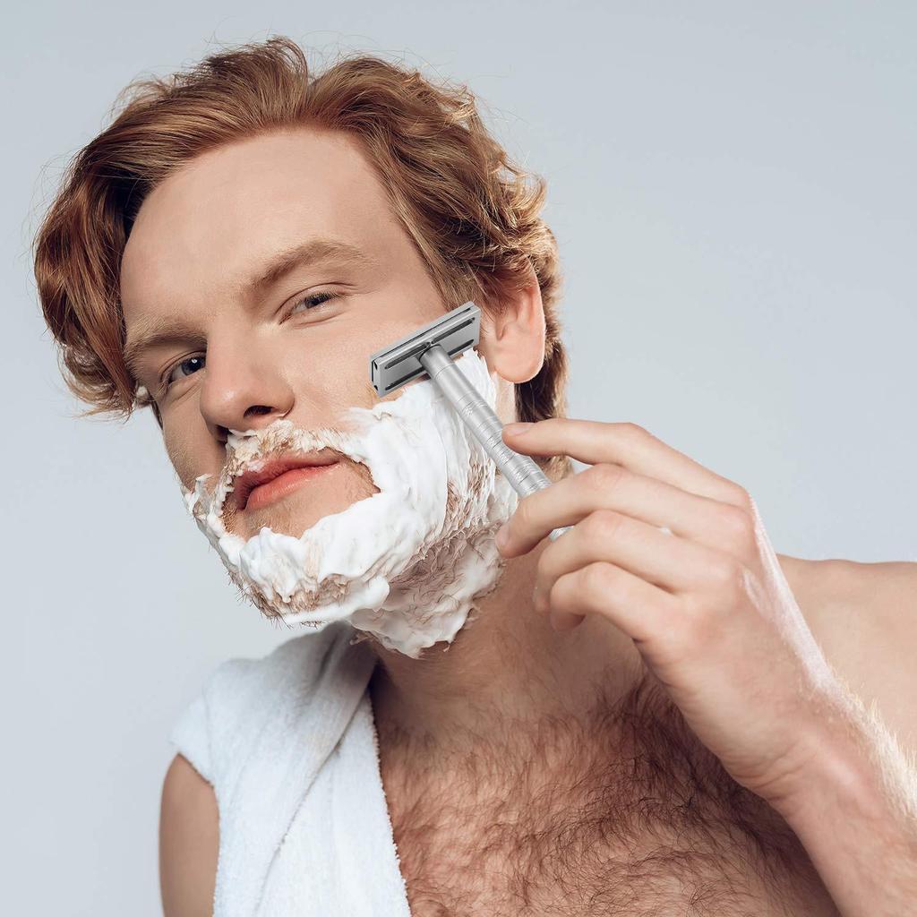Stainless Steel Safety Razor with 5 Blades, 30° Shaving Angle