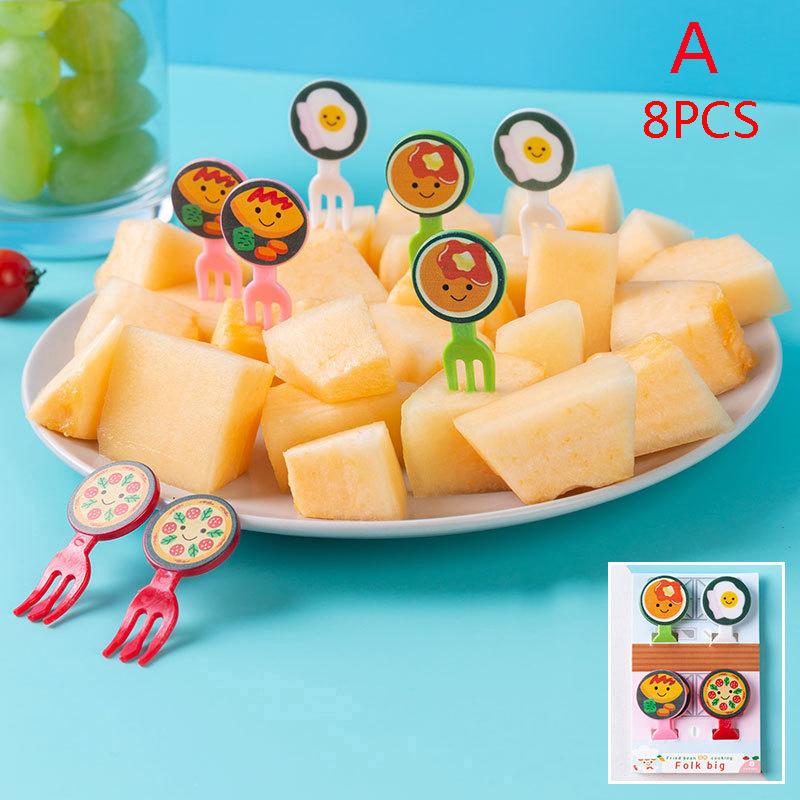 Candy Fruit Fork Food Grade Plastic Mini Cartoon Kids Cake Fruit Toothpick Bento Lunch Bento Accessories Party Decoration Supply