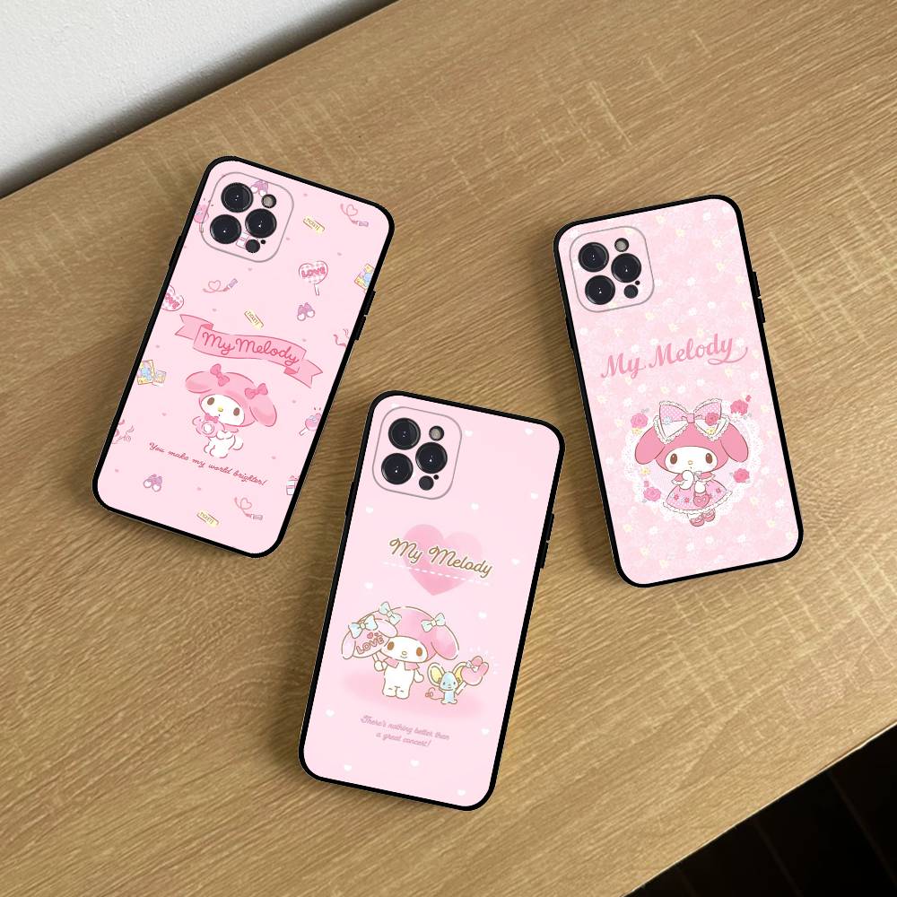 Cute M-My M-Melodys Phone Case For Iphone 17 16 15 14 13 12 11 Pro Max Plus Black Shell Cover Case