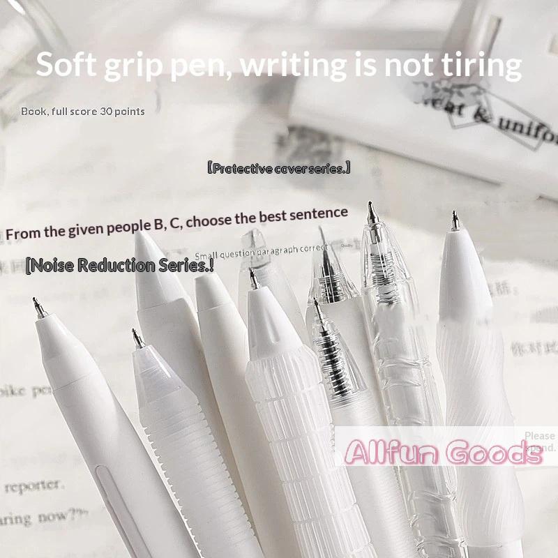 5pcs Retractable Gel Pen Korean Fashion Simplicity Transparent Writing Pen Quick Drying ST/CS Tip 0.5mm Black Ink Scrapbook Pen