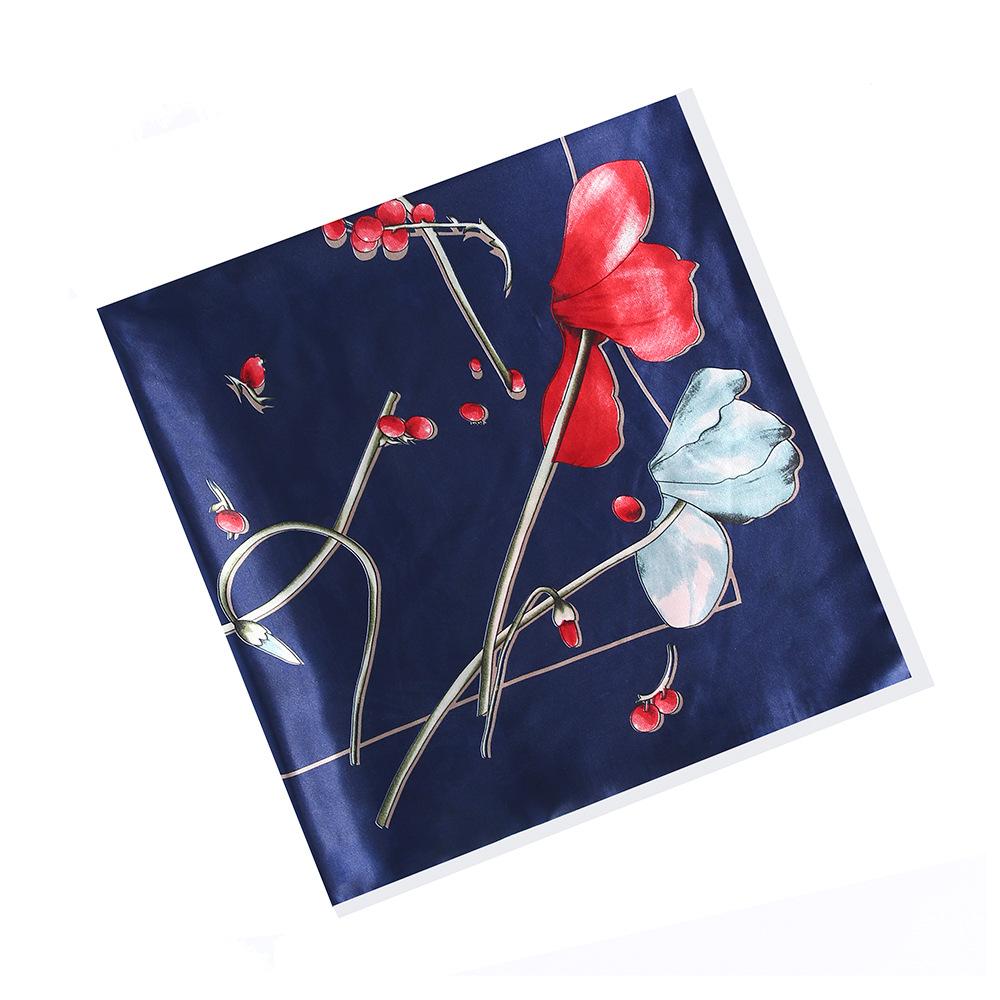 90*90cm  Spring Floral Flower Printed Small Saquare Scarf Foulard Hijabs For Ladies