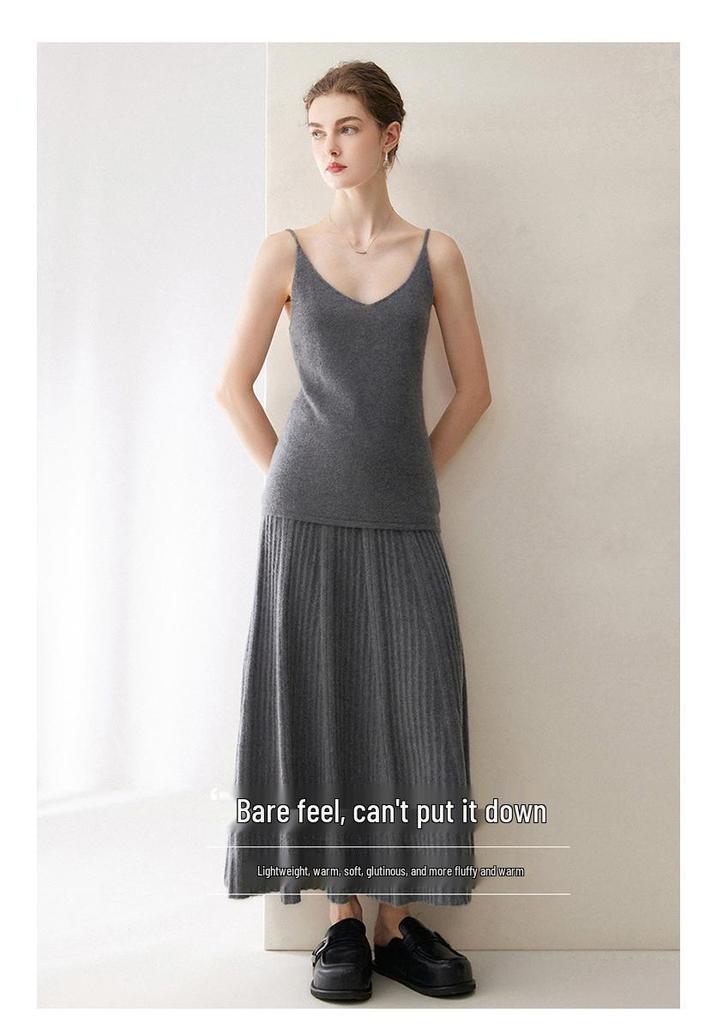 Women's Cashmere V-Neck Sweater Vest - Autumn/Winter Style