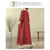 2025 Literary Retro Travel Plus Slim Cotton V-Neck Dress