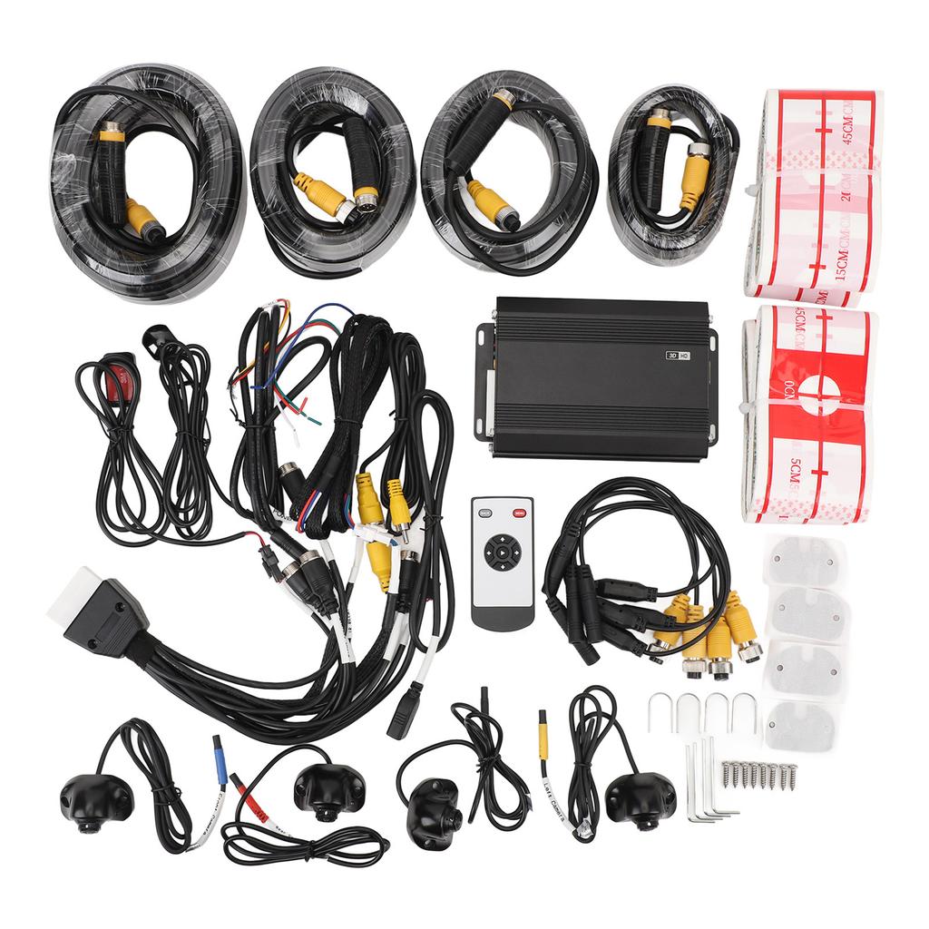 360 Degrees  Dash Cam 3D 1080P 4 Channel Camera 360 Degree Panoramic View System Trigger Control Reversing Assist