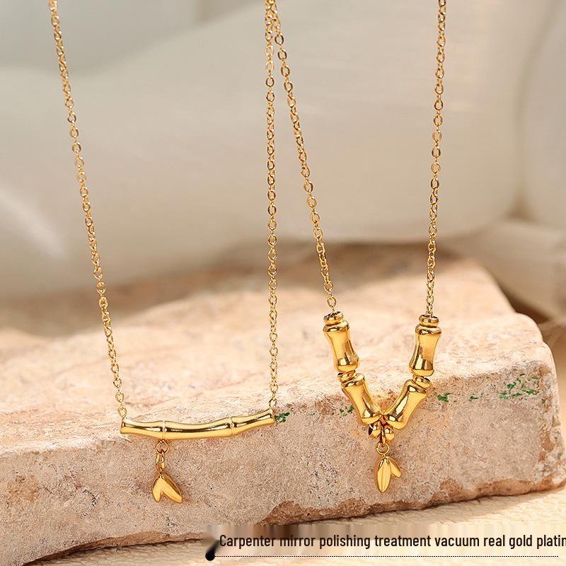 Chinesischer Stil Bambus Anhänger Schlüsselbein Kette - Einzigartiges, Langlebiges Design