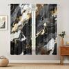 Marble Pattern Printed Curtain for Home Decor - Rod Pocket Window Treatment for Bedroom, Kitchen, Living Room