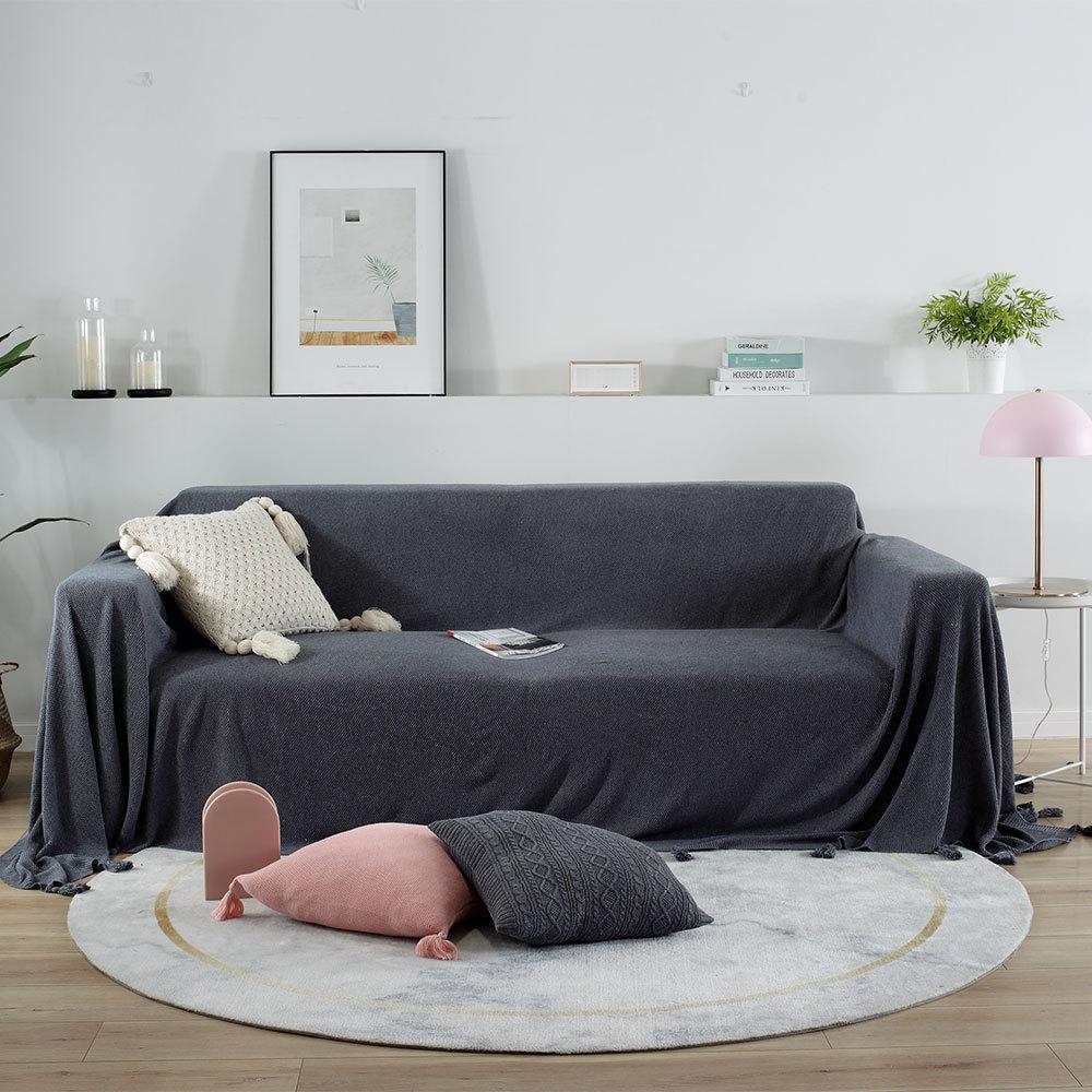 Solid Color Full Covered Sofa Cover Wool Sofa Towel All-Inclusive Sofa Cover Cloth Single Sofa Cushion Cover Cloth Cover