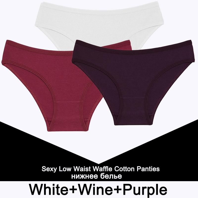 3PCS/Set Damen Waffel Baumwolle Slips Sexy Dessous Damen Unterwäsche Unterhose Slips Mädchen Einfarbige Intime Slips Für Frau