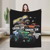Monster Trucks Jam Artwork Blanket  Warm Soft Fluffy Plush Throw Blanket For Girls Boys Couch Bed Flannel Bedspread Bed Cover